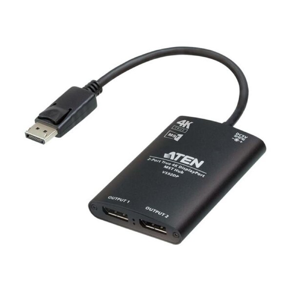 ATEN VS92DP Video Splitter 2-Port True 4K resolution for dual output, up to 3840x2160@30 Hz, DisplayPort 1:2; HDCP 1.3 Compliant