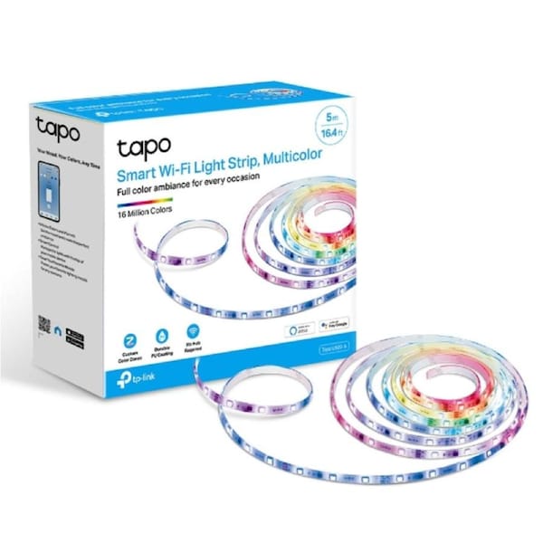 TP-LINK Tapo L920-5 Smart Wi-Fi Light Strip, Multicolor, Pu Coating For External Protection, Voice Control, 50 Separate Colour Zones, No Hub Required