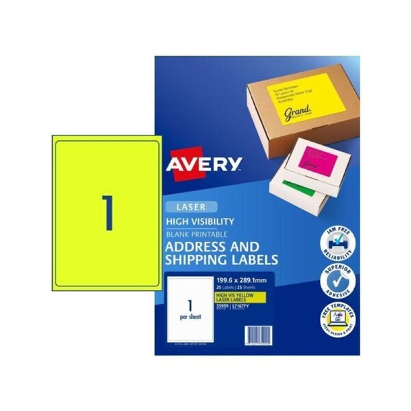 AVERY ShipLabel L7167FY YL 1UP