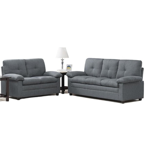Foret 3+2 Seater Sofa Sectional Lounge Couch Furniture Modern Fabric Dark Grey