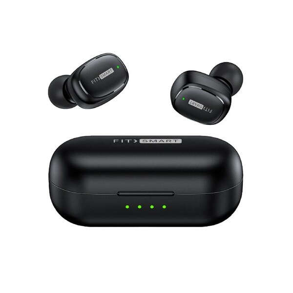 FitSmart In Ear Buds with Charging Case Portable Wireless Black