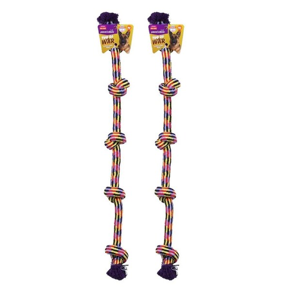 2x Paws & Claws 105cm Extra Long Knotted Rope Dog/Cat Tugging Play Toy Assorted