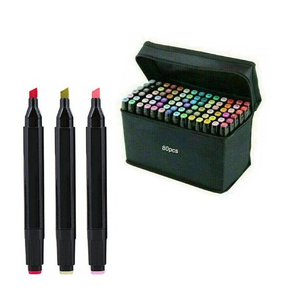 80PCS Dual Heads Marker Pen Set Graphic Craft Sketch Artist Touch Markers