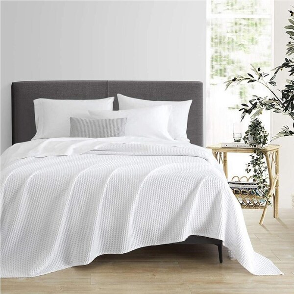 ULTRA-SOFT 100% EGYPTIAN COTTON SUMMER WEIGHT WAFFLE BLANKET WHITE ALL BED SIZES King /Queen