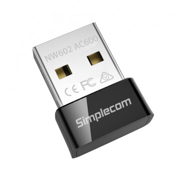 Simplecom 1.9cm NW602 AC600 Dual Band Male Nano USB WiFi Wireless Adapter For PC