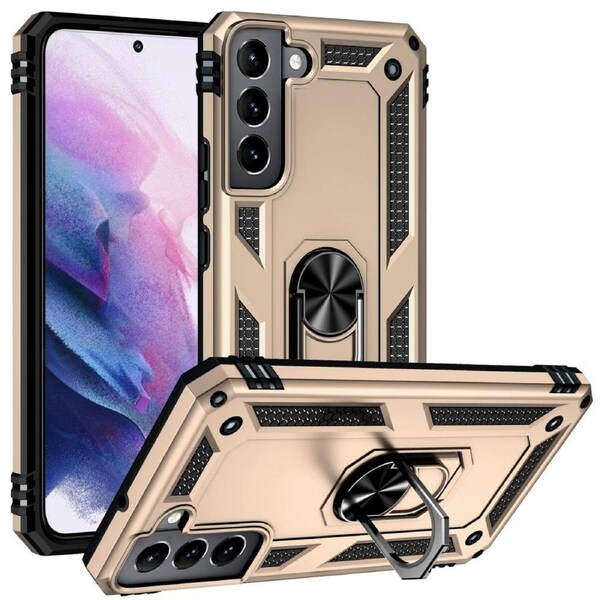 For Samsung Galaxy S22+ Plus 5G Case, Shielding Cover, Ring Holder, Gold