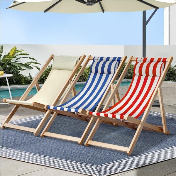 600D Gardeon Outdoor Chairs Folding Deck Sun Lounge Beach Chair Patio Furniture Pool Sandy beige