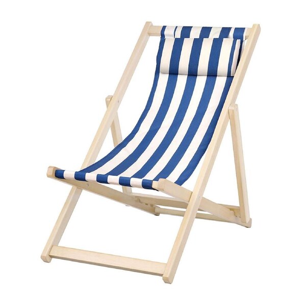 600D Gardeon Outdoor Chairs Folding Deck Sun Lounge Beach Chair Patio Furniture Pool Navy stripes