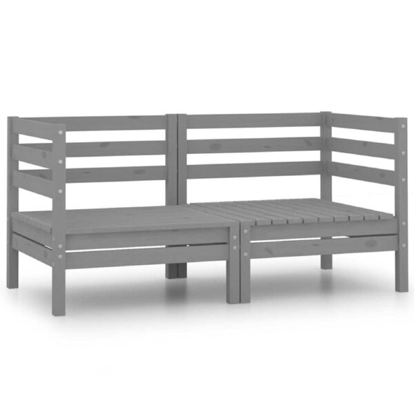 Garden Corner Sofas 2 pcs Grey Solid Pinewood vidaXL