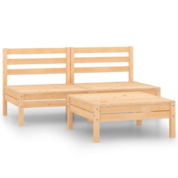 3 Piece Garden Lounge Set Solid Pinewood vidaXL