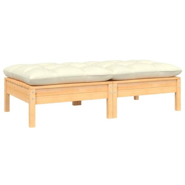 2-Seater Garden Sofa with Cream Cushions Solid Pinewood vidaXL