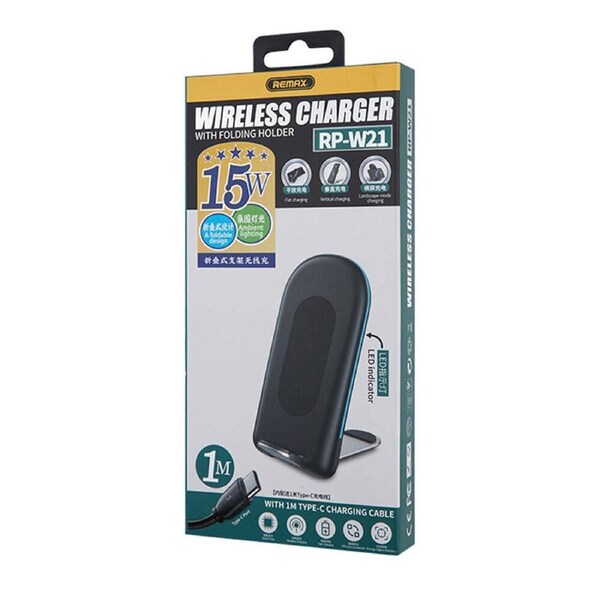 Remax Desktop Wireless Charger Folding Fast Charging RP-W21 Phone Holder Black