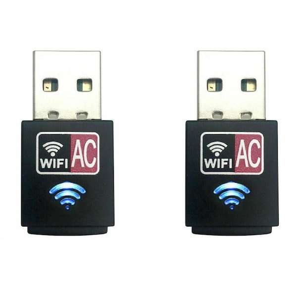 Ozoffer 2Pcs AC600 Dual Band 2.4GHz 5GHz 600Mbps USB WiFi Dongle Lan Network Adapter