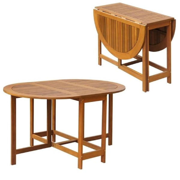 Wooden Dining Table Outdoor Garden Patio Balcony Folding Drop Leaf Furniture