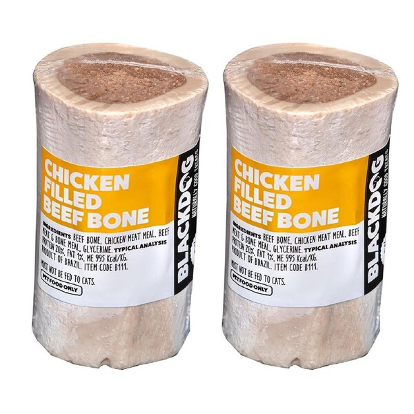 2x Blackdog Chicken Filled Beef Bone Dog Treat Healthy Food/Snack Training