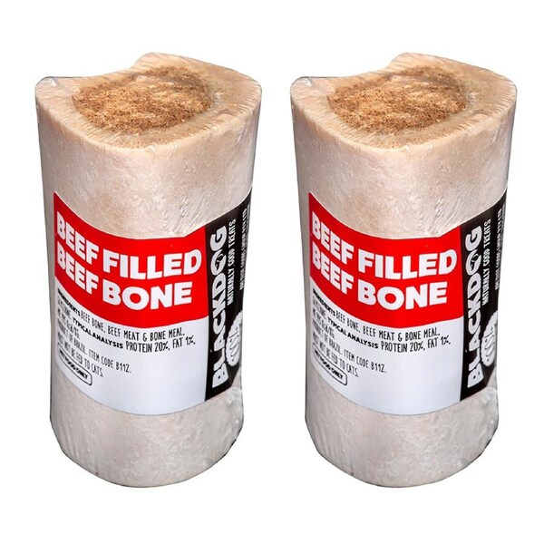 2x Blackdog Beef Filled Beef Bone Dog Healthy Treat/Food/Meal/Snack Training