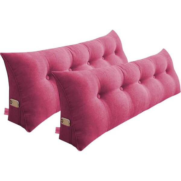 SOGA 2X 100cm Crabapple Red Triangular Wedge Bed Pillow Headboard Backrest Bedside Tatami Cushion Home Decor