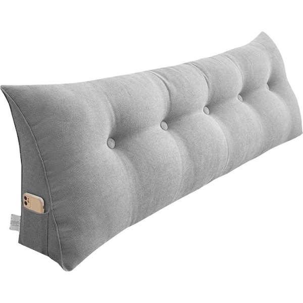 SOGA 150cm Triangular Bed Pillow – Silver Backrest Cushion for Tatami & Home