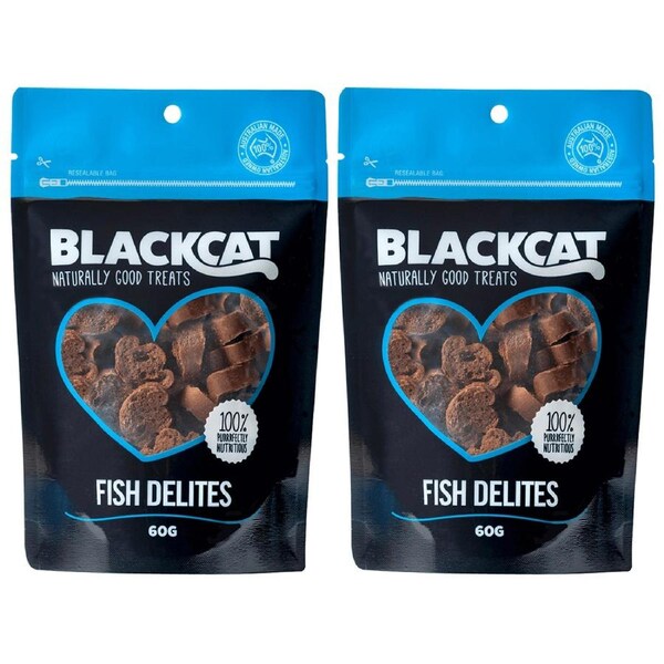 2x Blackcat Fish Delites 60g Cat/Pet Healthy Treats/Food/Meal/Snacks Reward Bag