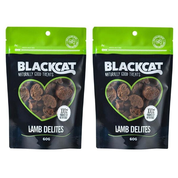 2x Blackcat Lamb Delites 60g Cat/Pet Healthy Treats/Food/Meal/Snacks Reward Bag