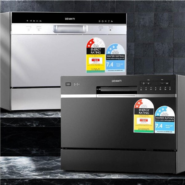 Devanti 6 Place Settings Benchtop Dishwasher Silver