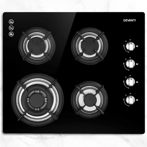 Devanti Gas Cooktop 60cm 4 Burner Stove White