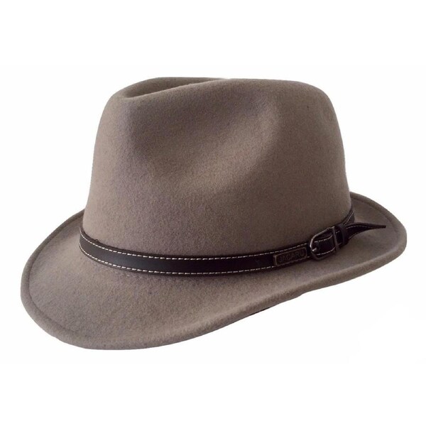 JACARU Australian Wool Hat Trilby Fedora 100% WOOL Crushable Travel Genuine 1848 Sand/Light Grey / XX-Large (62-63cm)