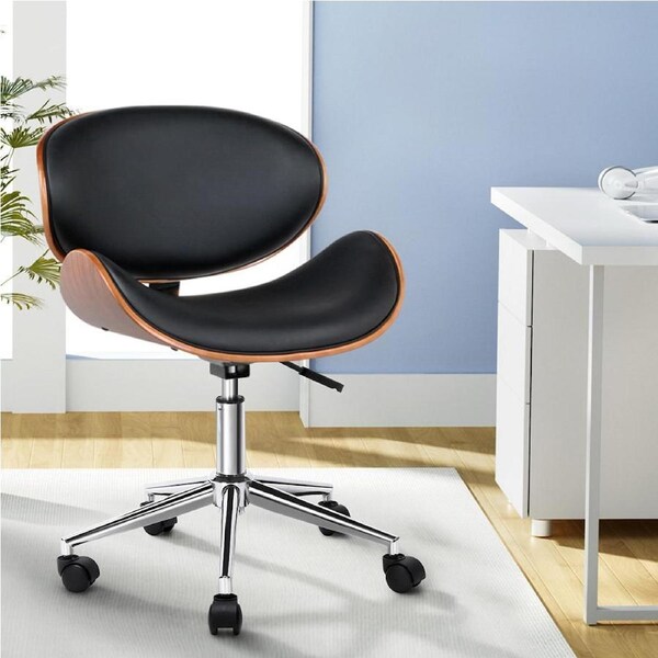 Artiss Office Chair Leather Black White Black