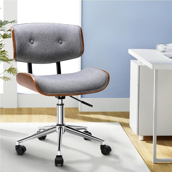 Artiss Wooden Office Chair Fabric Seat Grey Grey