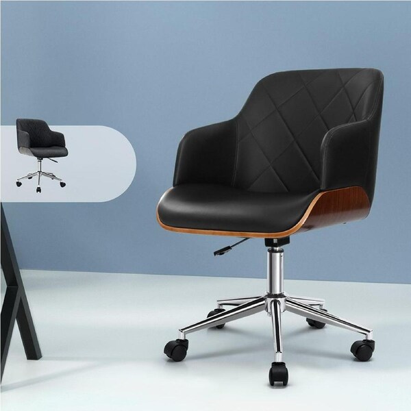 Artiss Office Chair Computer Chairs Leather Fabric Black