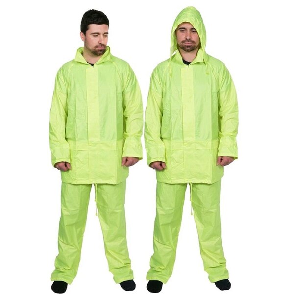 Inkmasters Rainwear Fluro Yellow PVC 3/4 Jacket & Trouser Set -2XLarge