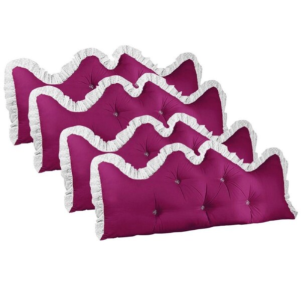 SOGA 4X 120cm Burgundy Princess Bed Pillow Headboard Backrest Bedside Tatami Sofa Cushion with Ruffle Lace Home Decor