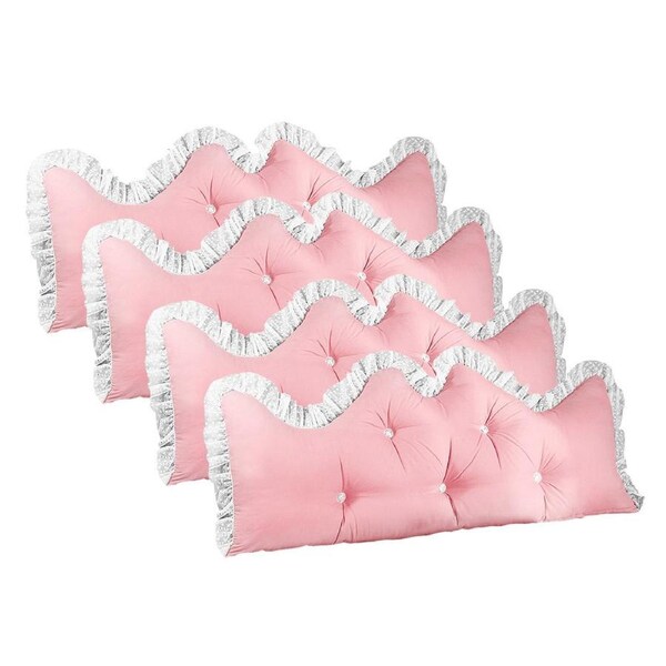 SOGA 4X 180cm Pink Princess Bed Pillow Headboard Backrest Bedside Tatami Sofa Cushion with Ruffle Lace Home Decor