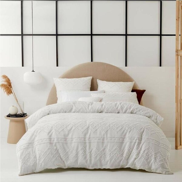 Platinum Collection IDAHO WHITE Duvet Doona Quilt Cover Set - King Bed