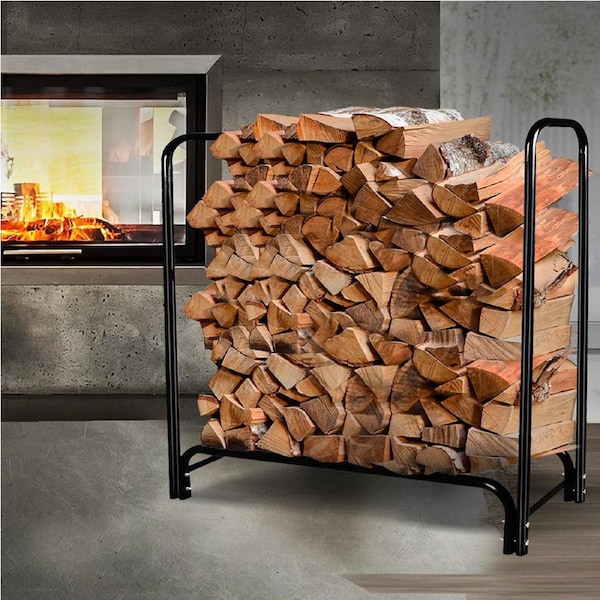 Traderight Firewood Storage Rack Fireplace Tool Wood Holder 300kg Heavy Duty 123X33X126CM