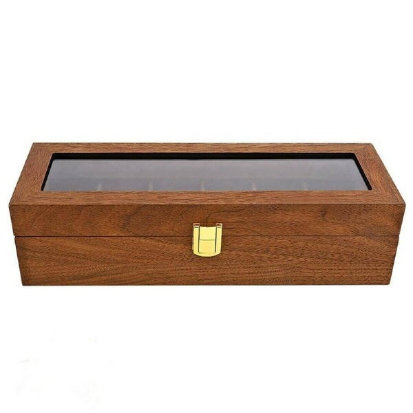 High-Quality Wooden Watch Box with 6-Slot Display and Glass Top Case