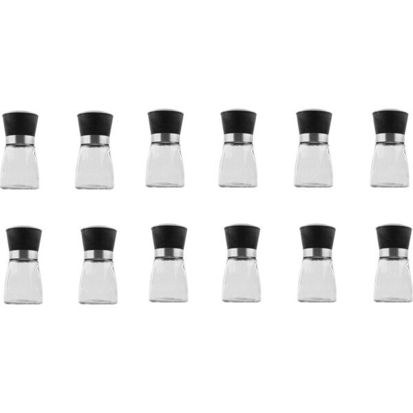 12x 150ml Glass Salt or Pepper Grinder 12cm - Adjustable Ceramic Core Short Mill