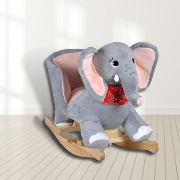 Kids Ride On Plush Rocking Toy Elephant Toddler Animal Rocker
