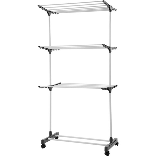 Boxsweden 80x60x165cm 3 Tier Clothes Dryer Rack Airer/Horse w/ Wheels 21 Rails