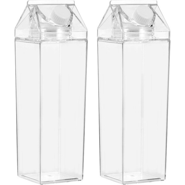 2x Boxsweden 1L Crystal Fridge Bottle Water/Juice Beverage Clear Storage w/ Lid