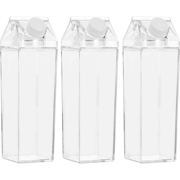 3x Boxsweden 450ml Crystal Fridge Lid Bottle Water/Juice Beverage Clear Storage