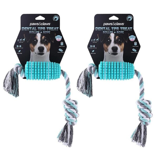 2x Paws & Claws Dog/Pet 41cm Rubber/Rope Corn Cob Dental Care/Chew Toy