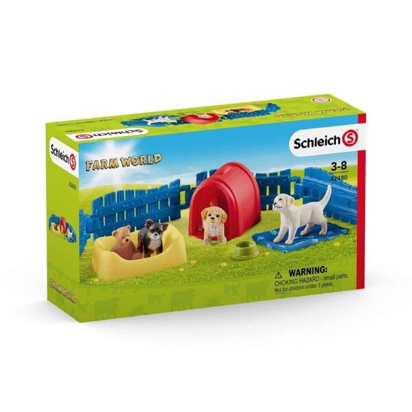 Schleich - Puppy Pen Animal Playset