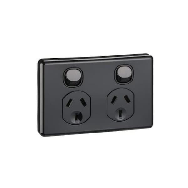 CLIPSAL Classic C2025D-BK - 10 amp Double Pole Double Power Point - Black
