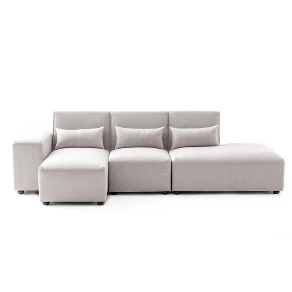 Foret 4 Seater Sofa Modular Corner Lounge Couch Fabric Right Chaise Beige