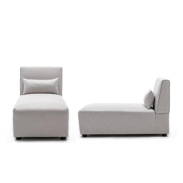 Foret 1pc Sofa Modular Extension Lounge Couch Fabric Long Seater Chaise Beige