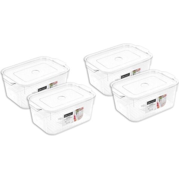 4x Boxsweden Crystal 2.4L Storage Container/Organiser w/Lid 23.5x15.5x10cm CLR