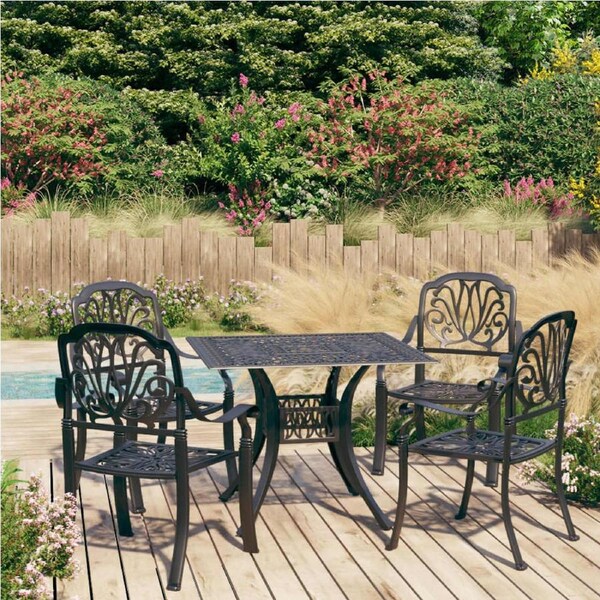 5 Piece Bistro Set Cast Aluminium Black vidaXL