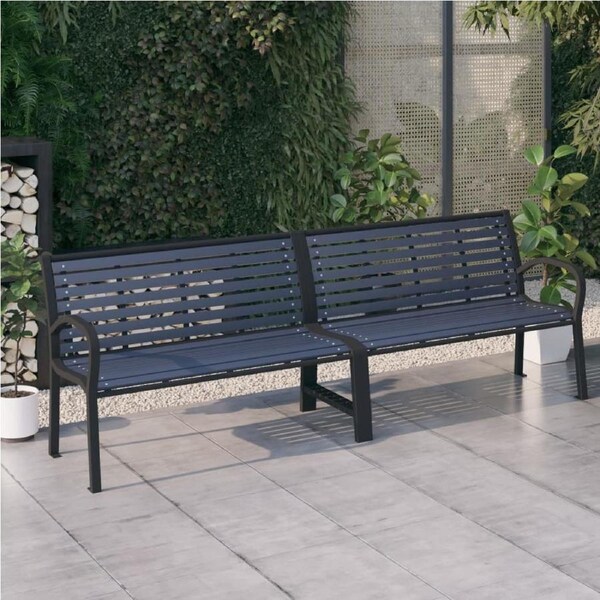 Twin Garden Bench 251 cm Steel and WPC Black vidaXL
