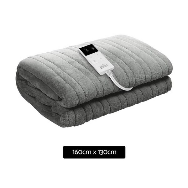 Bedding Heated Electric Throw Rug Fleece Sunggle Blanket Washable Silver